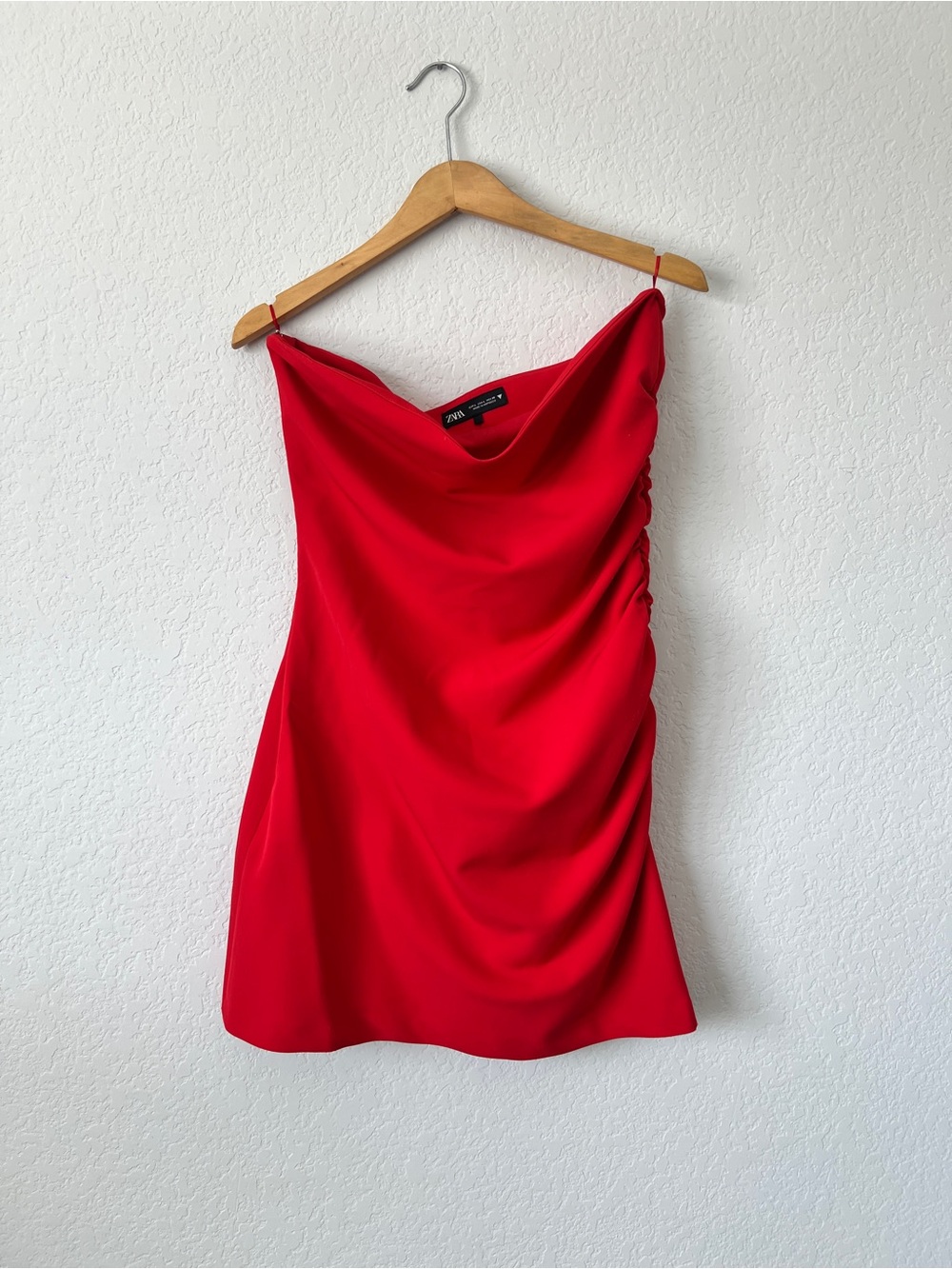 Zara Red Strapless asymmetrical Mini Dress